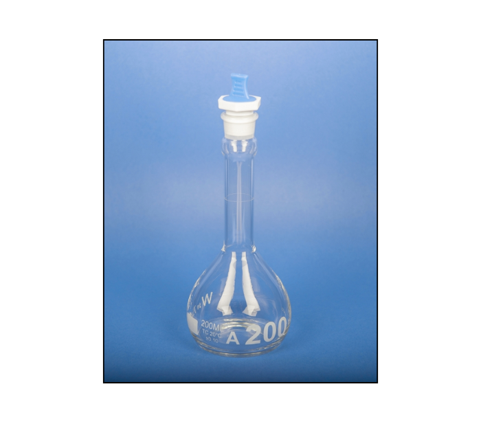 Volumetric Flask, Class A, Wide Mouth, With Polyethylene Stopper, As Per USP Standards