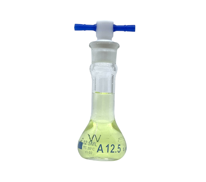Serialized and Certified Volumetric Flask, Class A, Wide Mouth, With PTFE Stopper, Odd sizes, As Per USP Standards