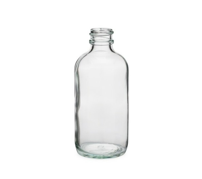 Boston Round Glass Bottles , Narrow Mouth, Clear Glass