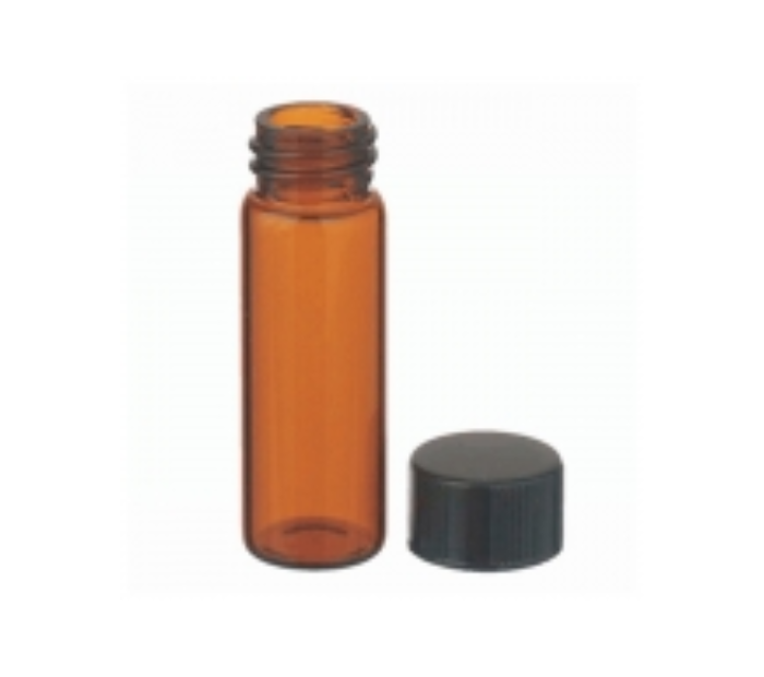Amber Glass Sample Vials with White Rubber Lined Phenolic Screw Caps